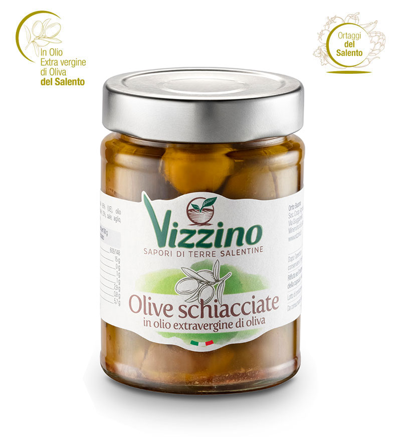 Olive schiacciate in olio extravergine di oliva