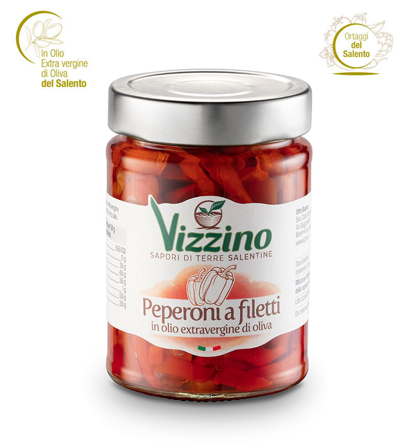 Peperoni a filetti in olio extravergine di oliva Salento Vizzino Salento